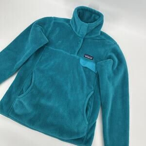 Patagonia ReTool Snap T Pullover Womens Size S Teal Fleece Sweater Synchilla
